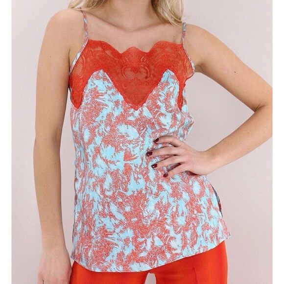 Beatrice B Top Pop Reef Women’s Size 4 Small Teal Orange Lace - Picture 1 of 13